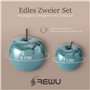 ReWu Lot de 2 pommes décoratives en céramique lasurée, couleur bleu pétrole avec brillance et effet nacré
