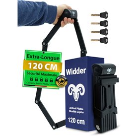 Widder Antivol pliable très sûr | 120 cm | Antivol pliant avec 4 clés et support comme antivol velo electrique | Idéal comme cad