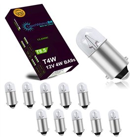 LIGHTWORLD24 10x T4W BA9s lampe de stationnement lampe de voiture 12V 4W poires voiture parking lumière éclairage intérieur écla