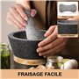 Tortillada - XXL Ensemble mortier et pilon de 16 cm en granit naturel avec base en bois anti-rayures Moulin à épices et à herbes