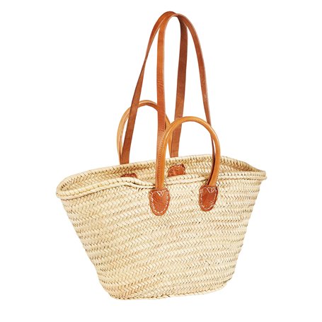Ibiza Cesta Sac à provisions tressé XXL en feuille de palmier marocain Taille XXL 50 cm Pour homme et femme