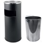 Grafner Cendrier sur pied 2 en 1 en acier inoxydable avec poubelle, 30 litres, seau intérieur amovible, revêtement en poudre mas