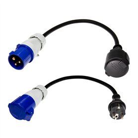 Afeld Elektro Lot de 2 adaptateurs CEE mâle vers fiche Schuko vers prise CEE 230 V 16 A pour camping et camping-car