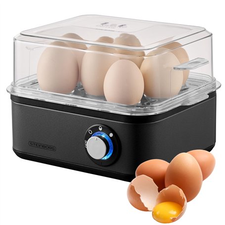 Cuiseur à œufs pour 1 à 8 œufs - Fonction maintien au chaud - Cuiseur à œufs électrique en acier inoxydable - 500 W - 3 niveaux