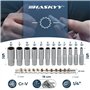 HASKYY Jeu de 12 douilles longues 5/32" à 9/16" (12 pans 1/4") (6,35 mm) - 5 cm de long chacune