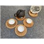 Wooloow Lot de 6 Dessous de Verre en rotin pour Verres, Dessous de Verre Ronds en Verre, Dessous de Verre naturels Faits à la Ma