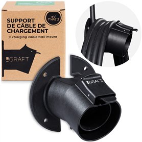 GRAFT Support mural de type 2 pour câble | Support pour voiture électrique à un connecteur IEC 62196-2 | Accessoire pour station