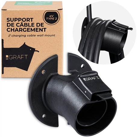GRAFT Support mural de type 2 pour câble | Support pour voiture électrique à un connecteur IEC 62196-2 | Accessoire pour station