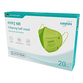 EUROPAPA® 20x FFP2 Masque respiratoire vert Masque anti-poussière 5 couches Hygiénique Emballé individuellement