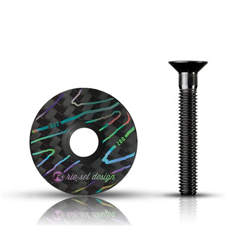 Riesel Design - STEM Cap - Bouchon de diretion vélo Haut de Gamme en Carbone + vis Aluminium anodisée - 6gr !!!! Taille 1 1/8’’