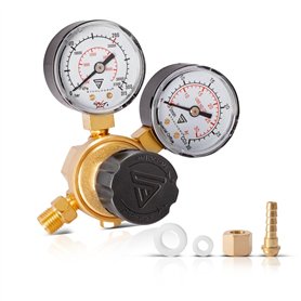 STAHLWERK Mini-détendeur ST-215 selon la norme DIN EN ISO 2503 Régulateur de pression jusqu'à 200 bar en laiton de haute qualité