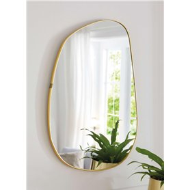 Dekoleidenschaft Miroir Mural Doré 40 x 60 cm - Décoratif Asymétrique pour Salle de Bain