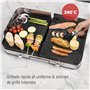 LEBENLANG 2400W Plancha électrique - Avec pince à barbecue & Protection contre les éclaboussures I Pour intérieur & exterieur I 