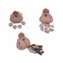 Lot de 4 cœurs en quartz rose, pierre de cœur dans une élégante flanelle – Sac en cuir, pierres de guérison, porte-bonheur, Feng