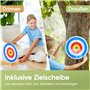 BOWRILLA® Arc et flèches en bois pour enfants avec 6 flèches à ventouse, cible en bois et carquois | Jouet de tir à l'arc ambide