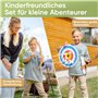 BOWRILLA® Arc et flèches en bois pour enfants avec 6 flèches à ventouse, cible en bois et carquois | Jouet de tir à l'arc ambide