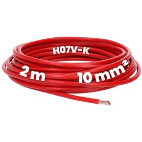 Kalitec Câble de câblage H07V-K 10 mm² rouge - 2 m - Flexible - Toron 10 mm² - Câblage à fils fins - Câble unique pour armoire d