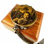 Boussole personnalisée avec photo gravée photo et texte au choix - Étui en cuir en laiton - Idée cadeau - Aspect poli ou vintage
