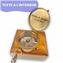 Boussole personnalisée avec photo gravée photo et texte au choix - Étui en cuir en laiton - Idée cadeau - Aspect poli ou vintage