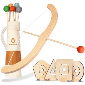 BOWRILLA® Arc et Fleches Enfant en Bois avec 5 Flèches