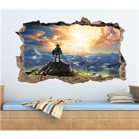 ADGUH Stickers muraux Zelda 3d trou brisé sticker mural sticker mural jeu vidéo Décoration murale de chambre d'enfant 60 * 90cm