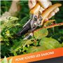 GRÜNTEK Sécateur Jardin lame franche 55mm. Cisaille 215mm Fleurs Vignes Plantes de Jardin