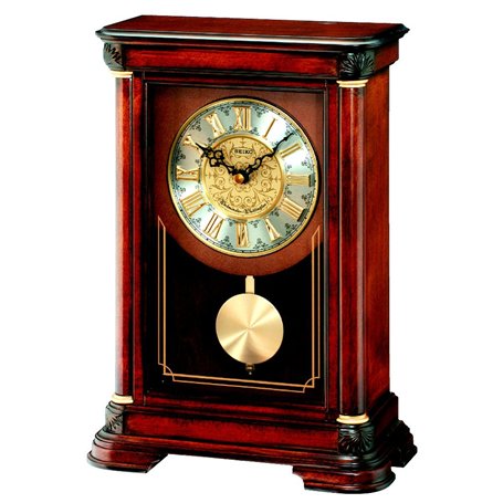 Horloge de cheminée en bois à quartz à batterie de Seiko avec carillon de Westminster ou de Whittington et contrôle du volume Qx