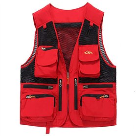 MekUk Homme Gilet de Pêche Veste [Modèles amovibles] gilet d'été multi-poches de pêche hommes minces photographes en plein air é