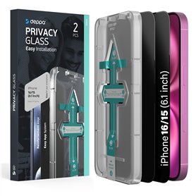 Deppa |2 pièces| Verre Trempé Anti Espion Iphone 15/Iphone 16 (6.1') [Couverture Complète] Avec Kit d’Installation Facile - Film