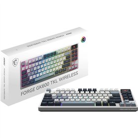 MSI Forge GK600 TKL Wireless Sky FR - Clavier AZERTY mécanique à switches linéaires - Touches PBT imprimées par Sublimation