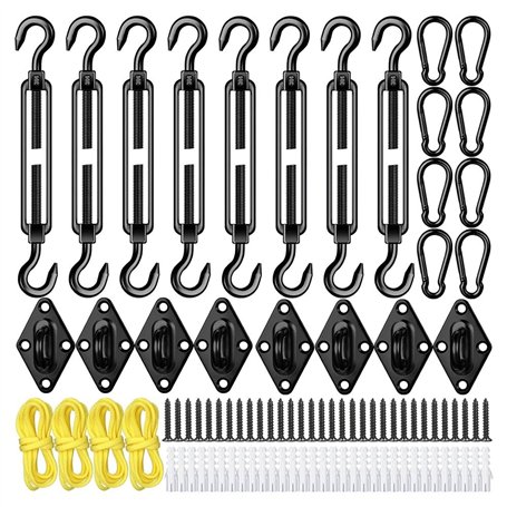 JOFUUM 92 Pièces Kit de Matériel de Voile D'Ombrage Kit de Matériel D'Ombrage Antirouille pour Installation de Voile D'Ombrage T