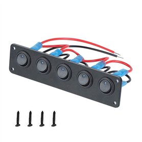momend Interrupteur de Type Bateau Cat'S Eye Combiné 5 Bits avec Interrupteur à Bascule Modifié par Panneau avec LumièRe Bleu Cl