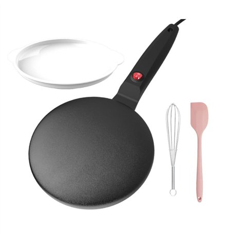 Puleuroy Revêtement Antiadhésif Crêpière Électrique 600W Crêpière Électrique Portative à Main pour Crêpes Plaque Chauffante Élec