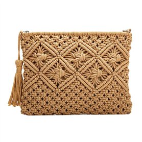 Qwertfeet Sac en coton tissé à la main pour femme - Sac tissé à la main - Sac à déchets - Sac à glands -