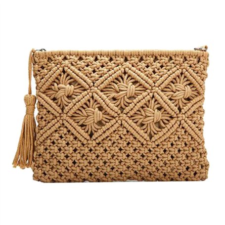 Sac en coton tissé à la main pour femme - Sac tissé à la main - Sac à déchets - Sac à glands -