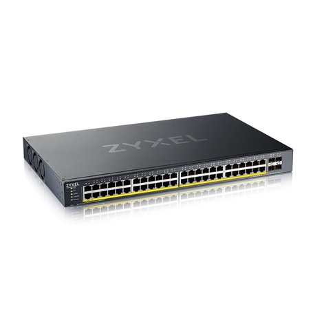 Zyxel Commutateur PoE+ Gigabit Ethernet 48 Ports géré Intelligent | Budget de 375 W | 4 emplacements SFP+ 10G | Mode Cloud Hybri