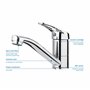 THEMA LUX | Robinet de lavabo en zinc et en acier inoxydable avec un revêtement chromé | Robinet mousseur économique d'eau | Ins