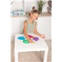 750g de Sable Magique pour les Enfants Lot de 5 Couleurs de Sable avec 5 Moules dans les Seaux Réutilisables Jeu de Sable à mode