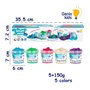 750g de Sable Magique pour les Enfants Lot de 5 Couleurs de Sable avec 5 Moules dans les Seaux Réutilisables Jeu de Sable à mode