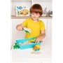 Kit Sable Magique Chantier de Construction 1Kg avec Bac à Sable, Camion, Tractopelle, Pelle, Râteau et Briques Sable magique pou