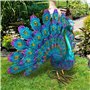Klusj Belle Statue de Paon Décorative en Métal pour Extérieur - Sculpture 3D pour Jardin