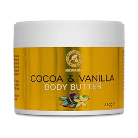Beurre de Cacao & Vanille 250g - Hydratant Naturel pour Corps - Huile Corporelle Hydratante Formule au Beurre de Cacao - Soin de