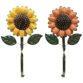 VICASKY 2 Pièces Crochet Fleur De Soleil Étagère De Rangement Support Mural Muraux en Fer Fleur en Métal Art Mural Patères Mural