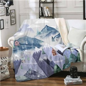 Plaid Polaire 130x150 Montagnes Couverture Polaire