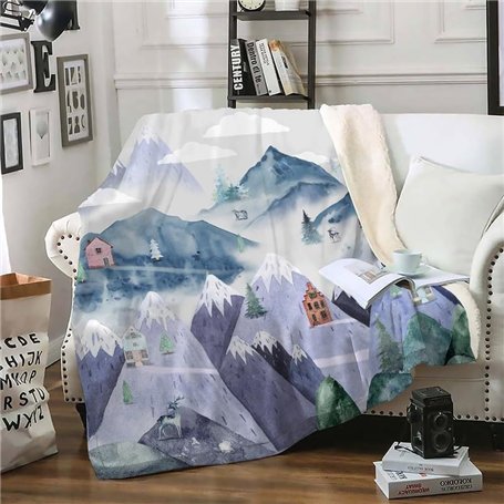 Plaid Polaire 130x150 Montagnes Couverture Polaire