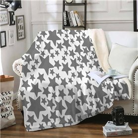 Plaid Polaire 130x150 Étoiles Beige Couverture Polaire