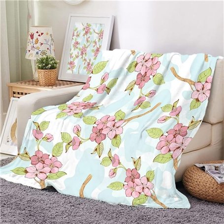 Plaid Polaire 130x150 Fleur Blanche Couverture Polaire