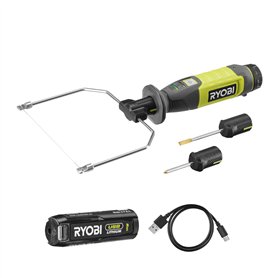 Ryobi - Coupeur à fil chaud 4V USB Lithium - 450°C - Livrée avec 5 accessoires - Câble USB-C & 1 batterie 4V 2