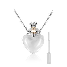 ds. distinctive style Collier en Forme de Fiole de Cœur avec Pendentif Bouteille de Parfum - Collier pour Liquide Commémoratif -