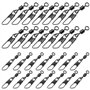 OTOTEC Lot de 100 émerillons de pêche en acier inoxydable - 2 tailles 32 mm et 23 mm - Noir mat